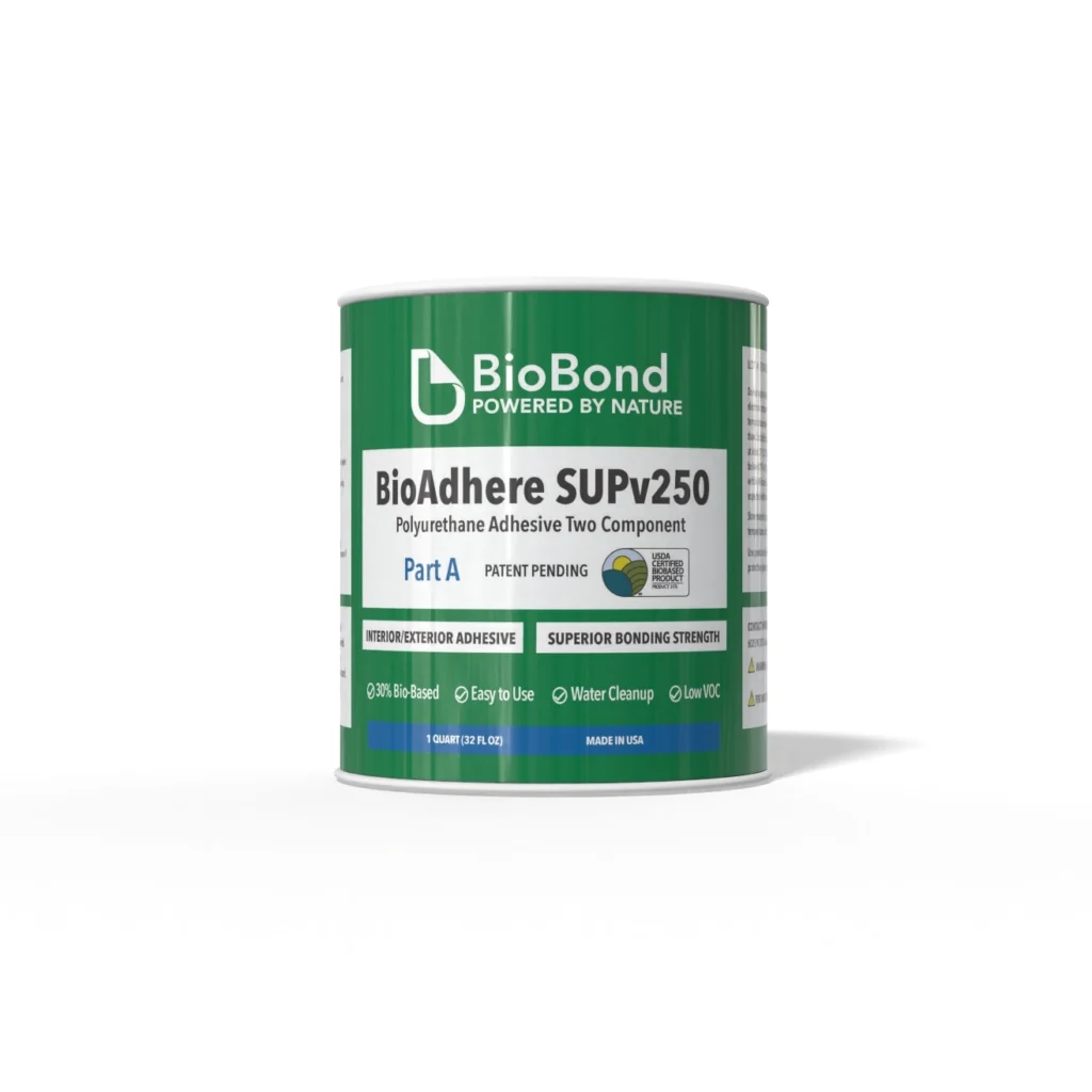 BioAdhere SUPv250 two-component bio-based urethane adhesive for general PVC pipe applications, offering strong bonds, no odor, and no need for priming.