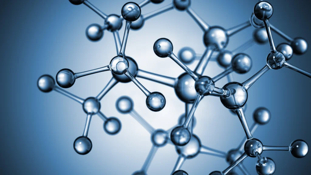 Abstract molecular structure illustration showing engineered chemistry used in high-performance adhesives and protective coatings.